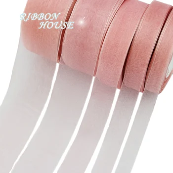 

(50 yards/roll) Pink Meat organza ribbon wholesale gift wrapping decoration ribbons (12/15/20/25/40/50mm)