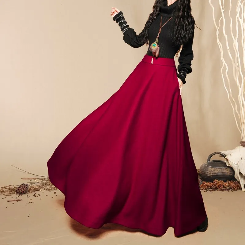 high quality umbrella long skirt fashion floor length winter skirt