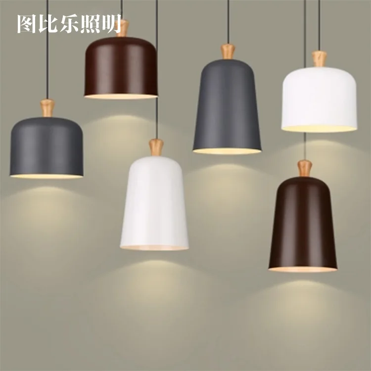 

contracted fashion led aluminum droplight a buffet restaurant hat personality droplight single-end real wood droplight