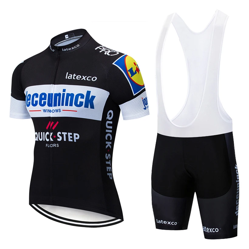 

2019 Black DECEUNINC Cycling wear Bike jersey QuickStep Bicycle clothing mens summer team Cycling Jerseys 20D bike shorts set