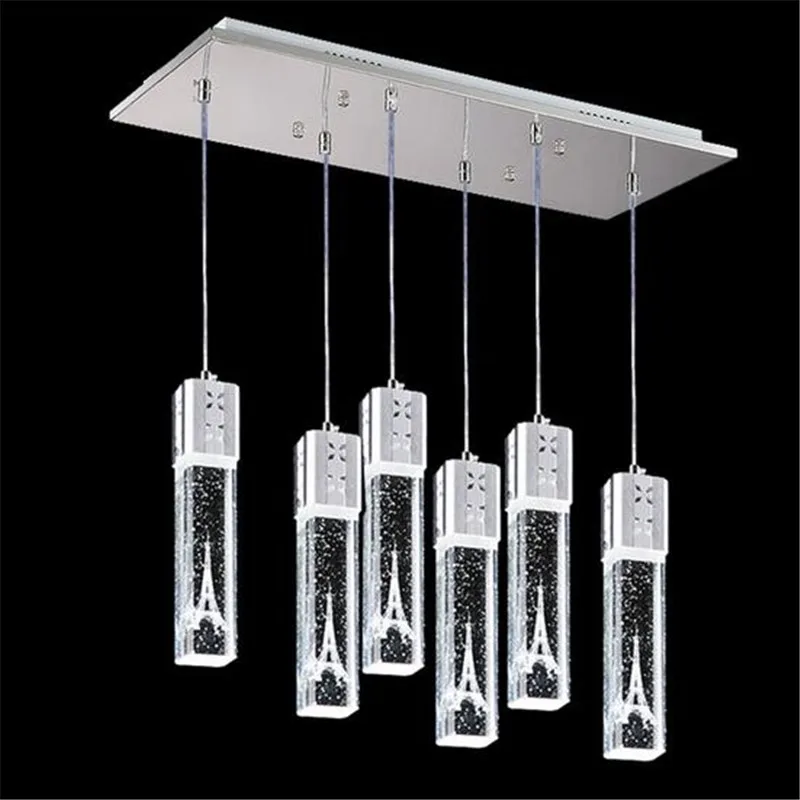 

Creative Modern Romantic Bubble Crystal Column Eiffel Tower 1/3/6 Heads Led Pendant Light for Dining Room Restaurant 1249