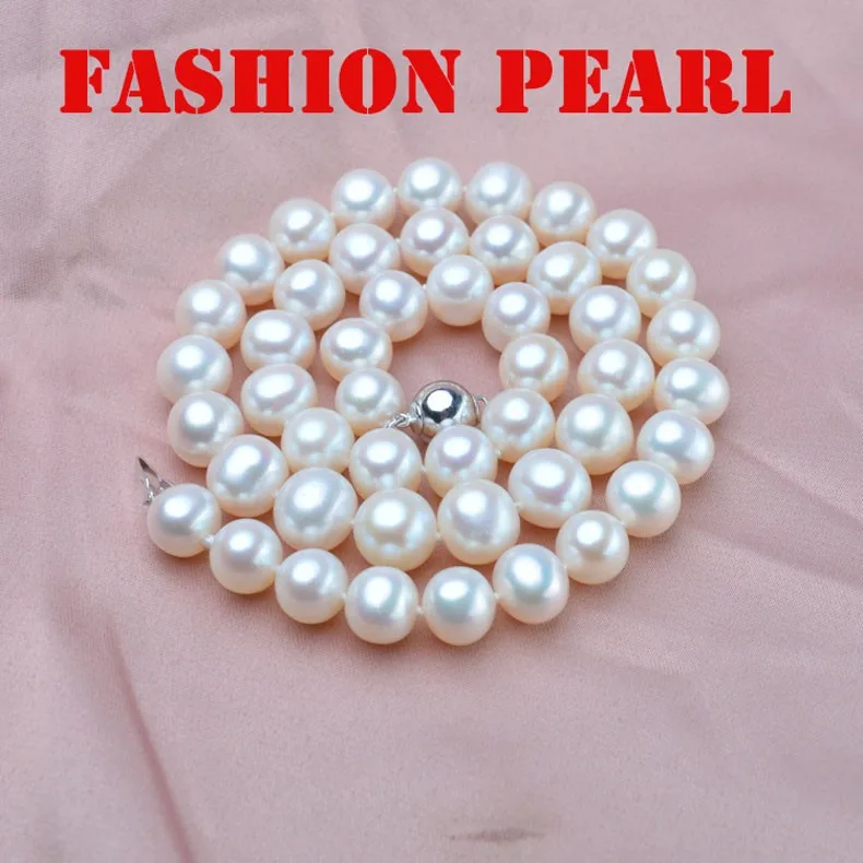 YIKALAISI 925 серебристый 9-10 мм натуральный пресноводный жемчуг колье ожерелье с настоящим жемчугом для женщин