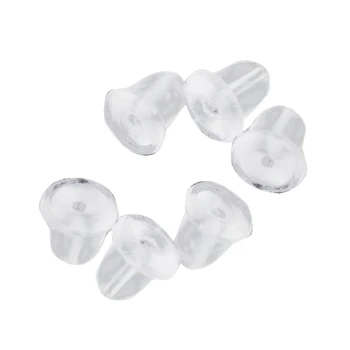 

100pcs Translucent Rubber Earring Stopper Backs White 4mmx6mm