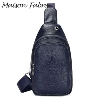 

Maison Fabre man bag shoulder Leather Chest bags crossbody zipper men small multifunction bag 2019 Business men vintage handbags