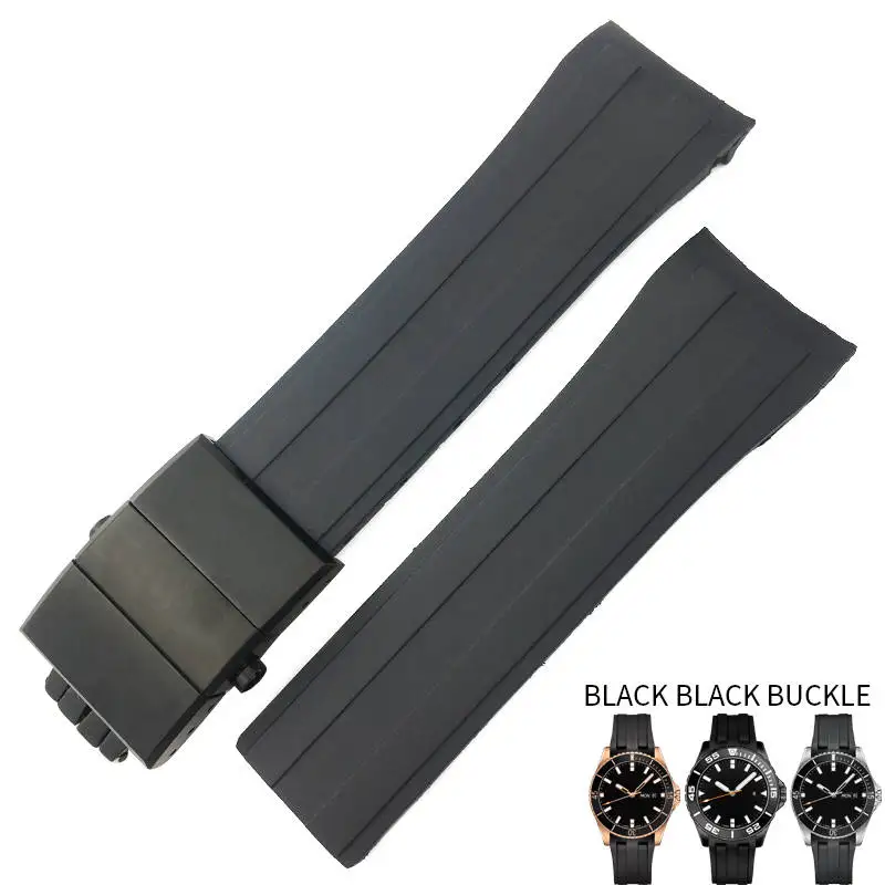 22 мм резиновый силиконовый ремешок для часов водонепроницаемый спортивный складной ремешок с пряжкой сменный ремешок специально для Mido SeriesWatch аксессуары - Цвет ремешка: black black buckle