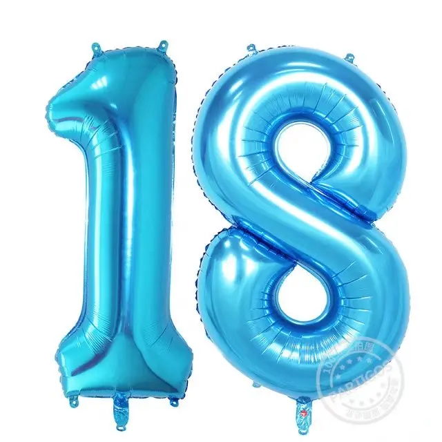 2 шт./компл. 18 лет Номер Фольга воздушные шары цифры шарики для День Рождения вечерние Свадебный декор гелиевые шары для праздника вечерние домашних животных 40 дюймов - Цвет: blue
