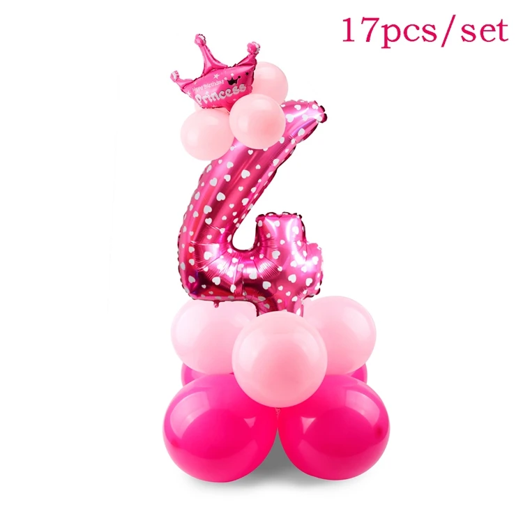 QIFU Baby Shower декор синий мальчик розовый девочка подарки воздушные шары из фольги в виде цифр латексные воздушные сувениры для вечеринки ко дню рождения 1-й первый воздушный шар на день рождения - Цвет: 17pcs Pink 4