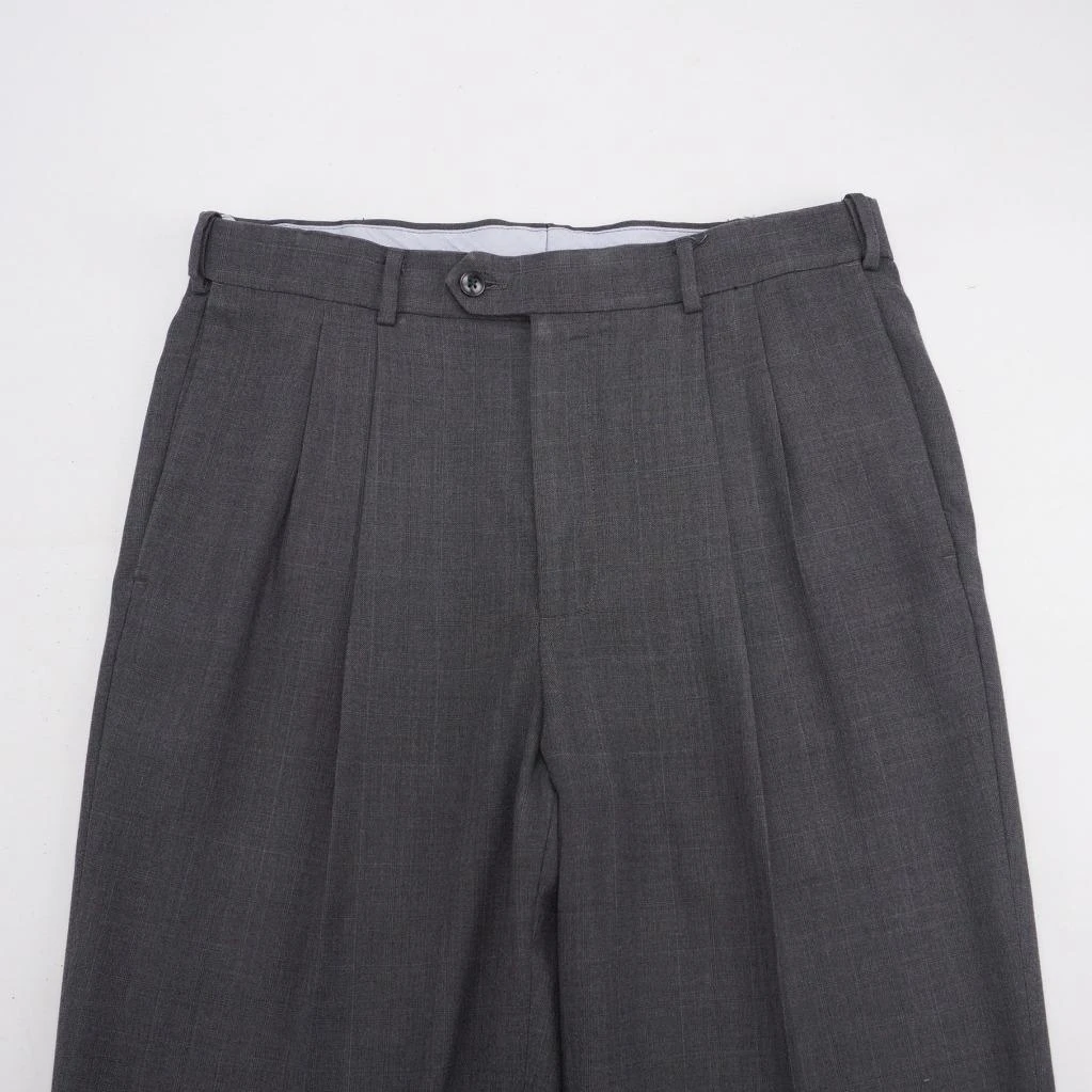 ROUNDTREE & YORKE Poly-Rayon Pleated Cuffed Dress Pants Charcoal 33x30