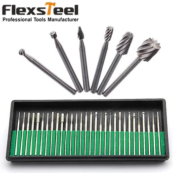 

30PCS Diamond Burrs Set Drill Bit+6PCS Routing Router Drill Bits Dremel Carbide Rotary Burrs Tools Carving Grinding Tool