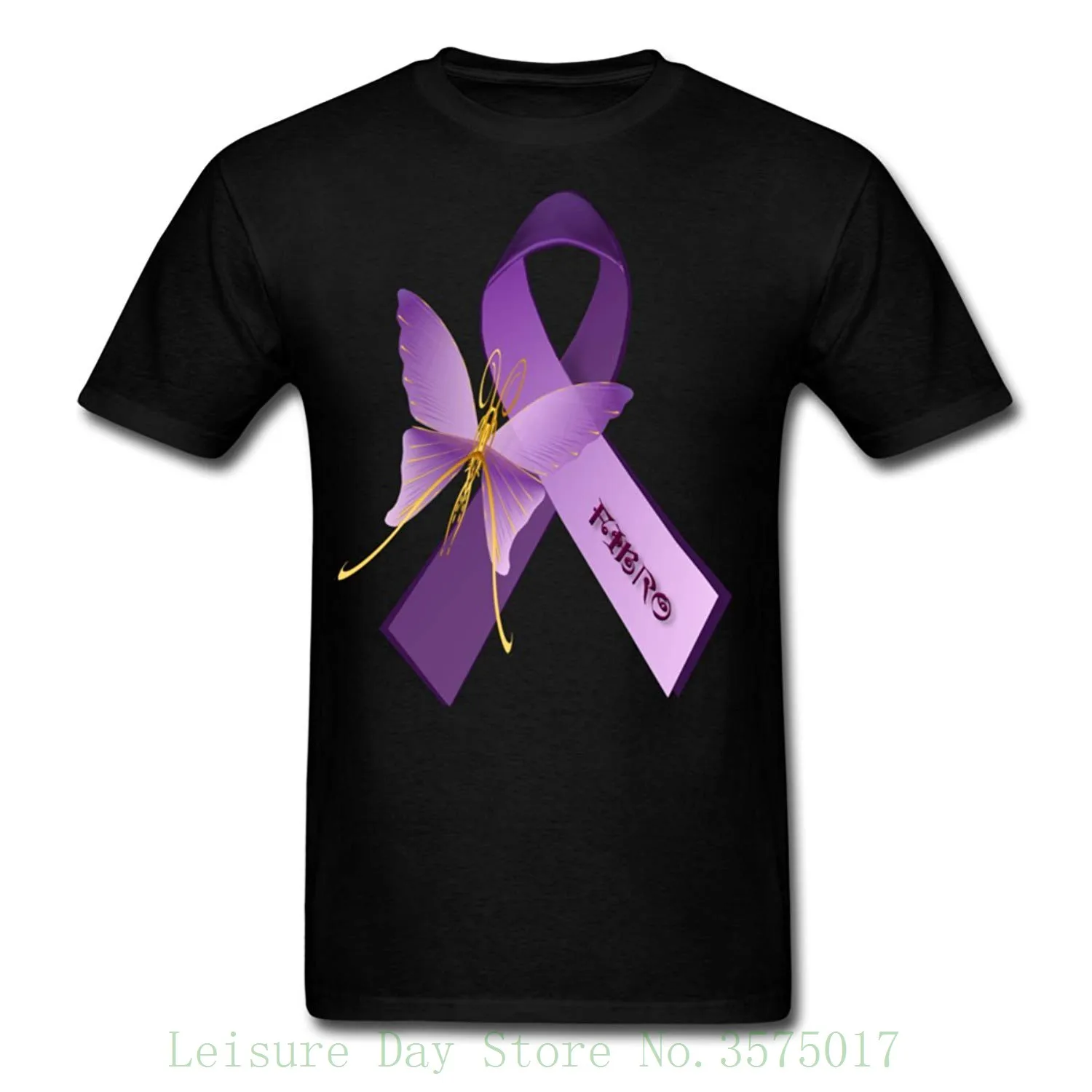 Fibro Fibromyalgia Awareness Ribbon Men's T shirt O neck Fashion Casual High Quality Print T