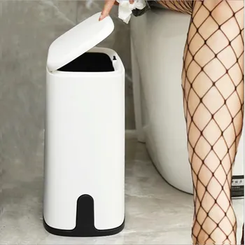 

Multifunction 11L Plastic Narrow Type Trash Can Toilet Waste Bin Dustbin Trash bin Basket Garbage Bucket Brush Bathroom Cleaning