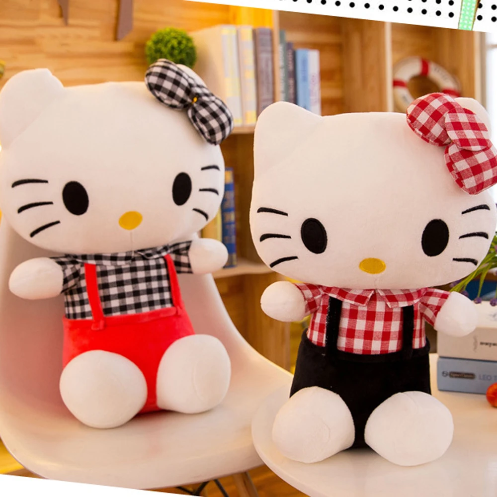 

hello kitty Plaid wearing baby plush toys cartoon children kids Christmas birthday stuffed toy gift