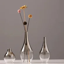 Европейская Современная Минималистичная креативная Посеребренная Маленькая ваза модная градиентная стеклянная Цветочная декоративная стеклянная ваза Q288