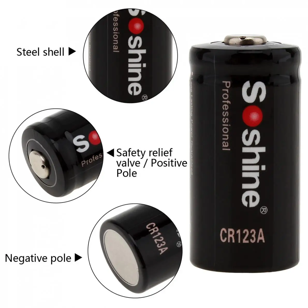 2 шт. оригинальная Soshine 3 0 V CR123A Первичная литиевая батарея 1600mAh RCR123A + Портативная