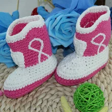 Милое рукоделие, вязание, вязание крючком детские ковбойские ботинки Новорожденные фото реквизит-белый/розовый