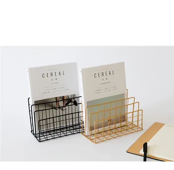

1PC New Nordic Style Grid Wrought Iron Newspapers Periodicals Rack Book Magazine File Desktop Storage Rack JL 221