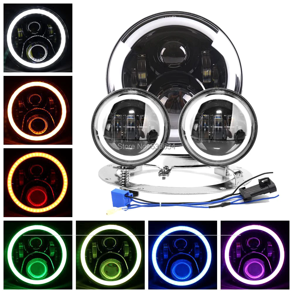 7 дюймов светодиодный RGB фар Hi/ближнего и дальнего света + Монтажный кронштейн