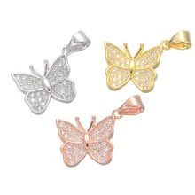 Colares borboleta pingentes acessórios encantos de cobre para colar mulheres micro pave de noivado borboleta descobertas chf287