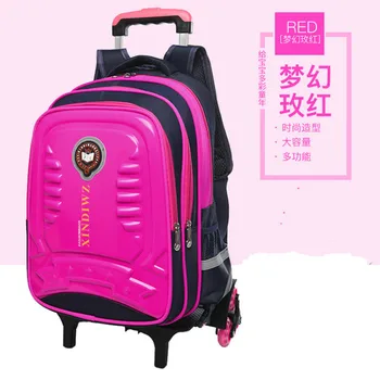 

Fashion waterproof Children Trolley Backpack 2/6 Wheels School Travel Trolley Bag Boys girls Schoolbag Child Wheeled bookbag