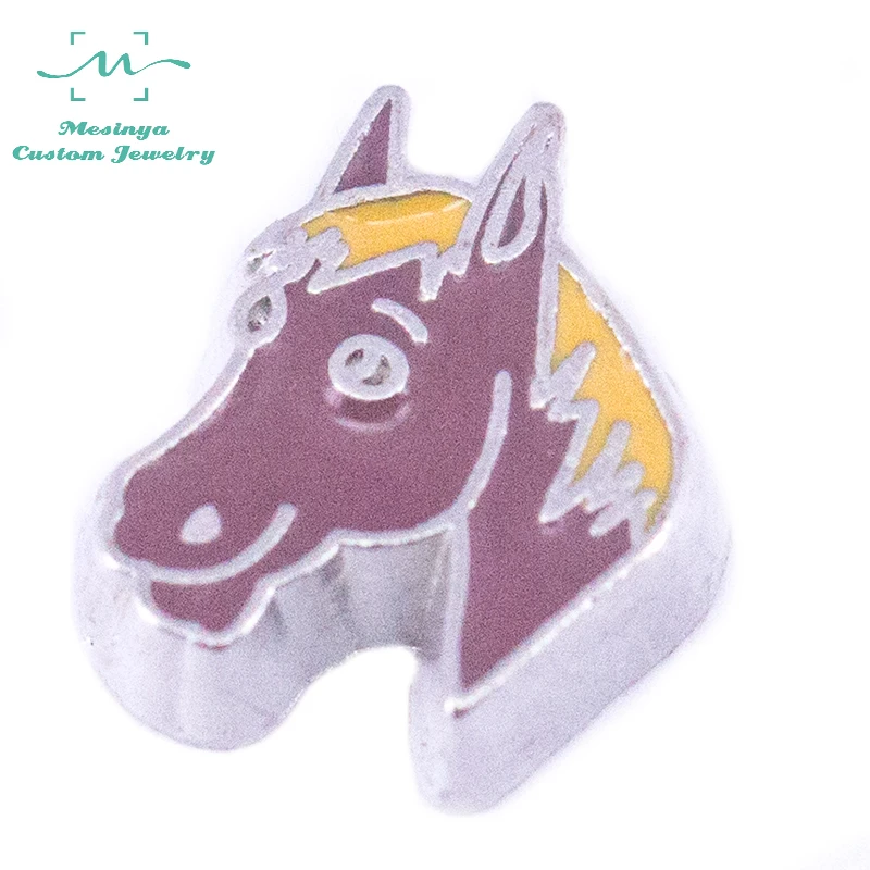 

10pcs Mesinya New Enamel Color Horse Custom Floating Charms For Glass Locket