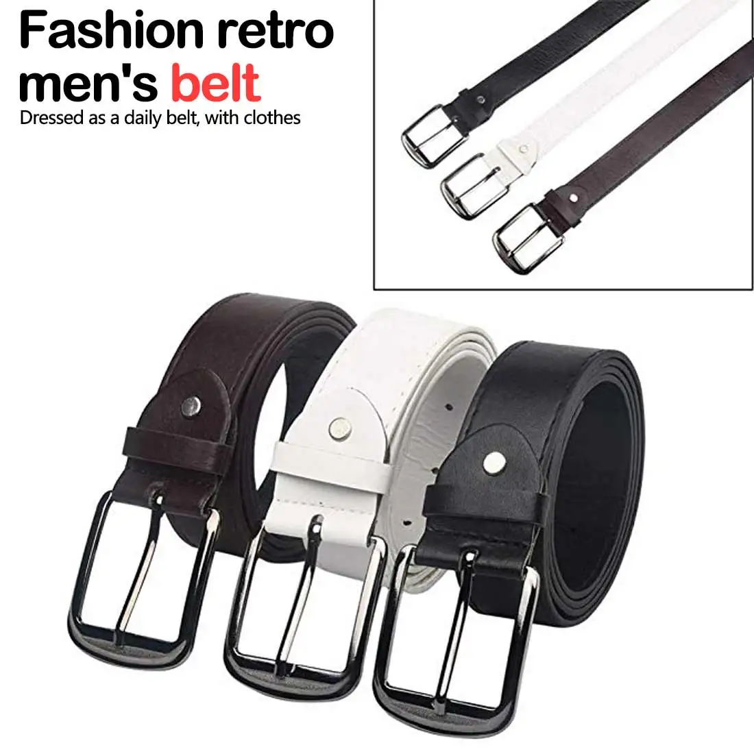 

ceinture femme Casual Men Belts Fashion Luxury Imitation PU Leather Waistband Upscale Square Shape Pin Buckle Male Vintage Belts