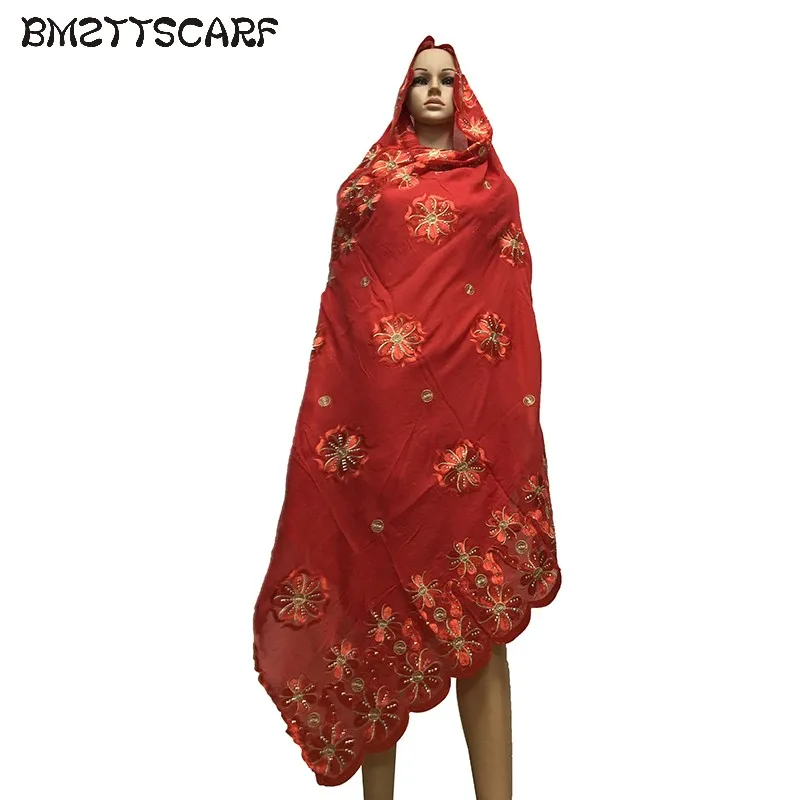 Новая африканская Женская шаль мягкий хлопковый шарф Цветочная вышивка длинный шарф для шали пашмины BM689