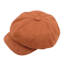 ChamsGend Женская однотонная Повседневная винтажная восьмиугольная шапка зимние теплые береты шапка A2