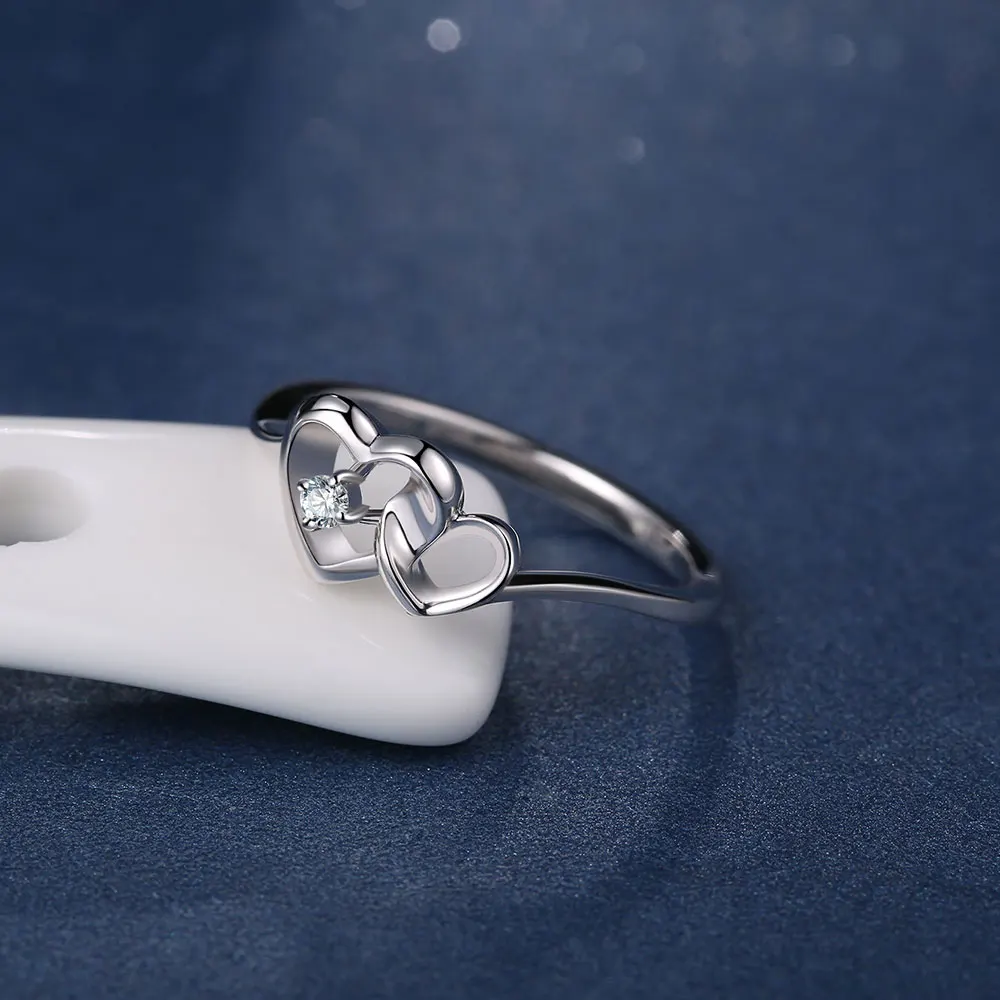 DOUBLE-R Natural Diamond Rings Female 925 Sterling Silver Heart Engagement Rings Real Diamond Jewelry Lover Valentine's Gift