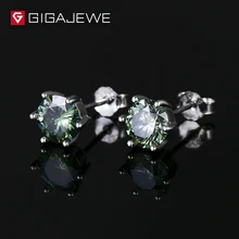 GIGAJEWE круглой огранки серебряные серьги 0.8ct зеленый цвет камень Муассанит Серьги для женщин модные ювелирные изделия