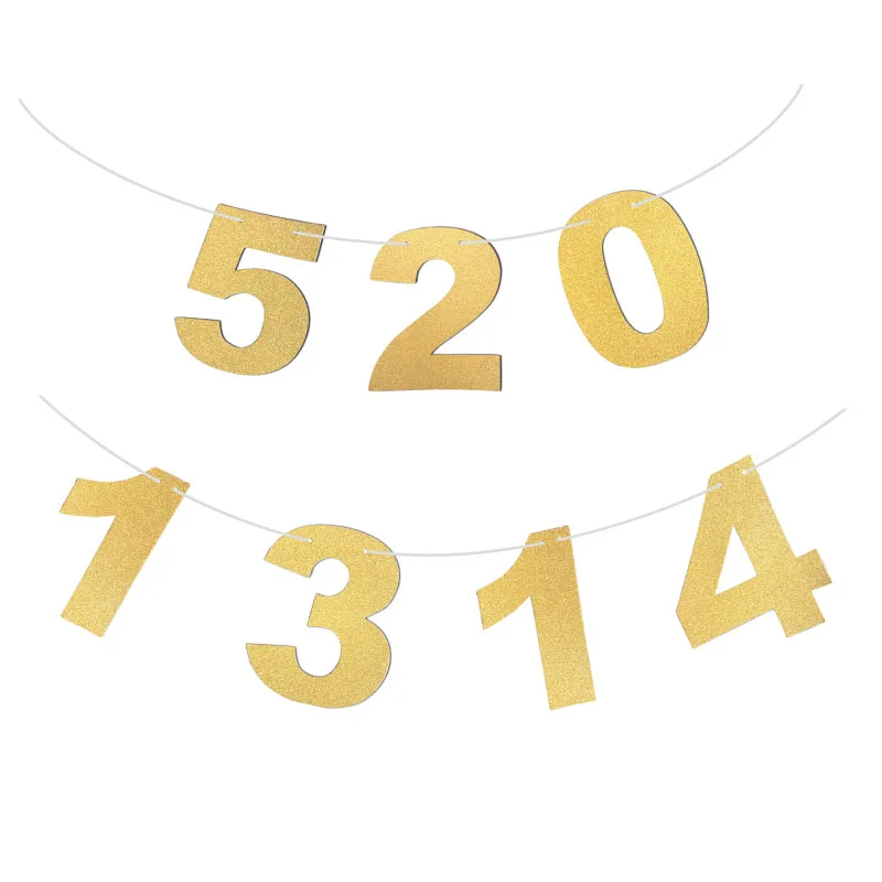 1pcs Gold Glitter Paper Number 0-9 for DIY Paper Garlands 13cm Hanging Banner Birthday Party Festival Decorations