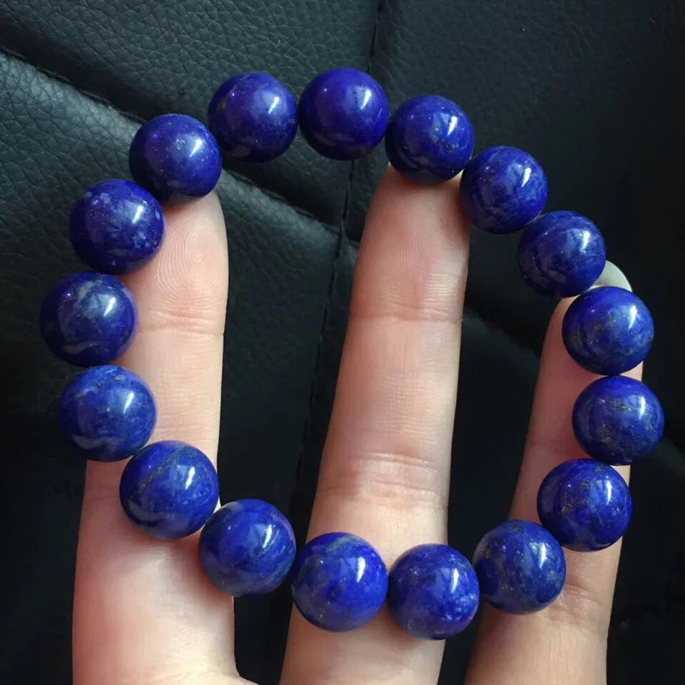 

12mm Natural Royal Blue Lapis Lazuli Bracelet Jewelry For Women Men Luck Gift Crystal Round Beads Gemstone Strands Jewelry AAAAA