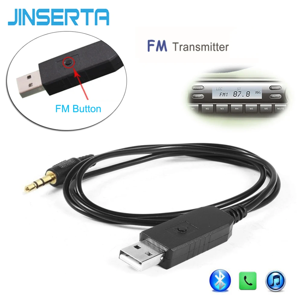 JINSERTA беспроводной fm передатчик 3 5 мм автомобильный комплект стерео аудио для