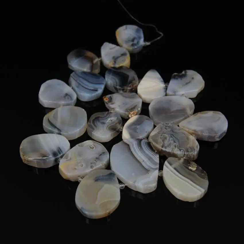 Striped Natural Landscape Brews Achate Slab Pear Beads,Top Drilled Graduated Raw Stones Teardrop Shape Beads Necklace,20pcs/str