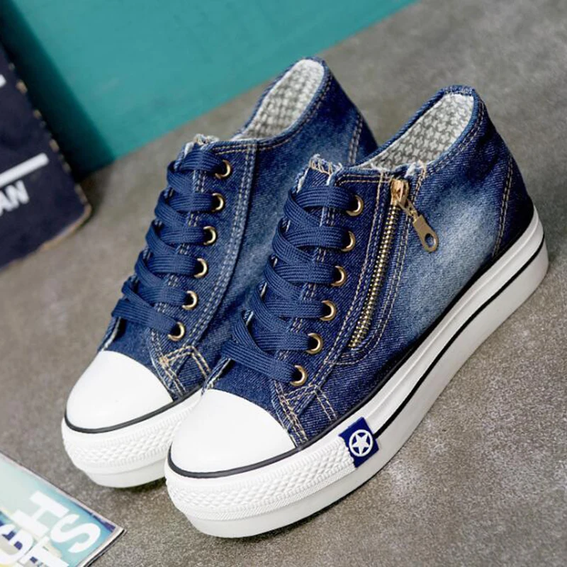 

2019 New Fashion Women Flats Shoes Denim Shoes Casual Outdoor Shoes Lace-up Leisure Spring Canvas Shoes XWF658