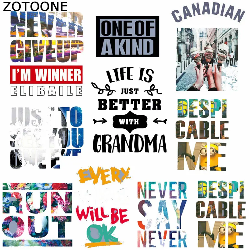 

ZOTOONE Color letter Animal Iron On Patches Clothes Sticker DIY Letter Thermal Heat Transfer for T-shirt Printed patch D