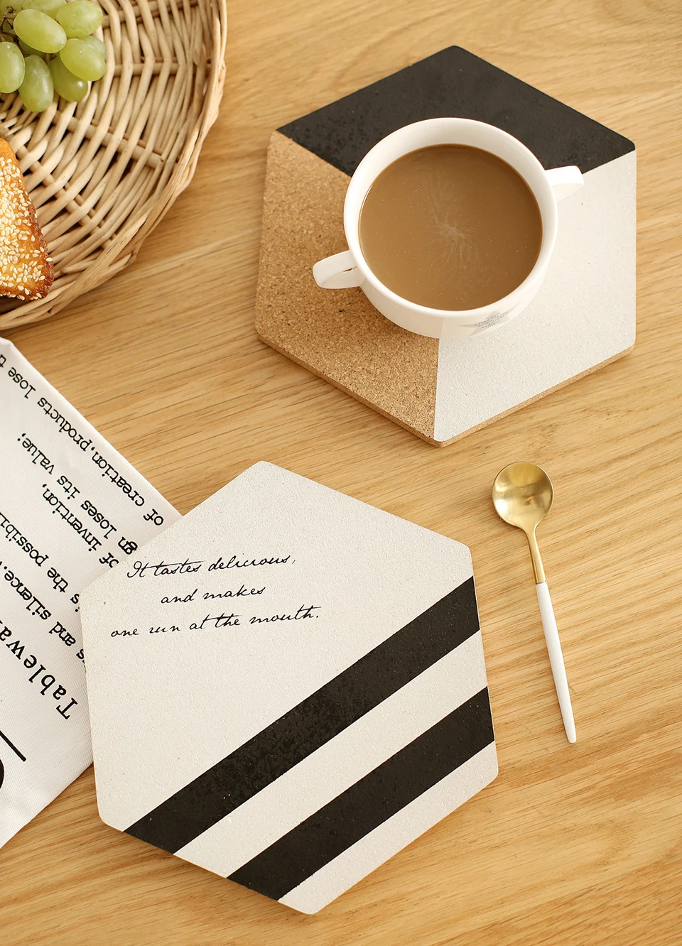 LIYIMENG 2Pcs Set Fashion Wood Coaster Coffee Cup Mat Tea Pad Dining Nordic Style Soft Wooden Placemats Decoration Accessories18