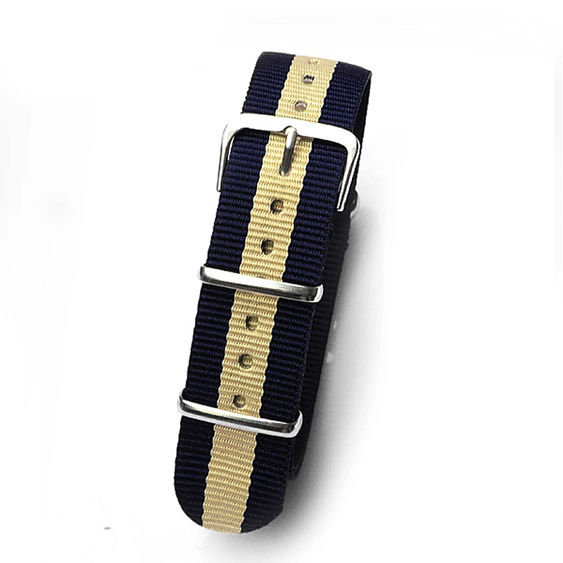Retail 20mm dark blue beige dark blue Sport nato fabric watch band