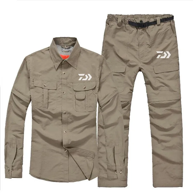 Roupas de Pesca de Secagem Esportes ao ar Roupas de Pesca Calças de Secagem Rápida Terno Livre Destacável Protetor Solar Respirável Masculino 2020 6 calças de secagem rápida respirável protetor solar masculino