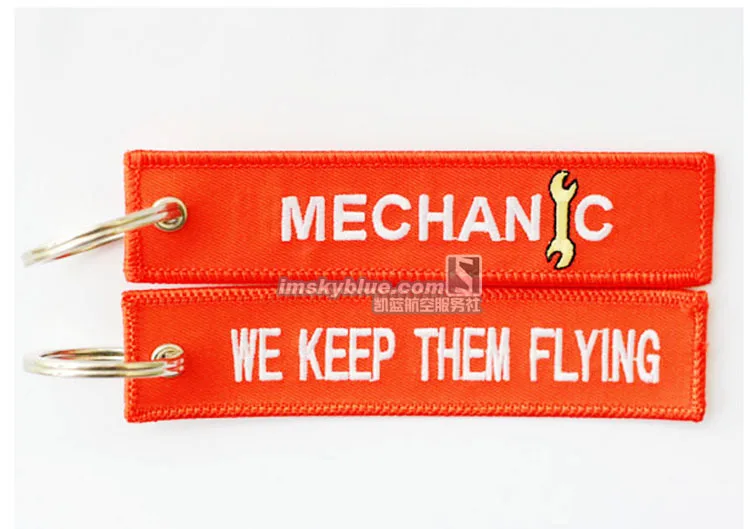 Цепочка для ключей MECHANIC оранжевая вышивка мы продолжаем их летать металлический