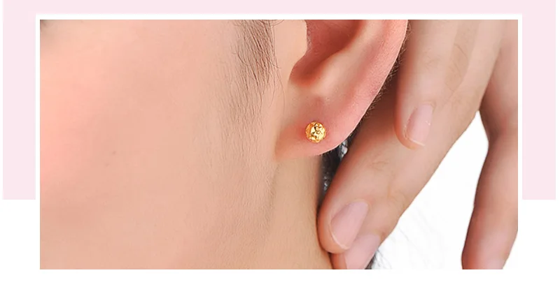 18k Gold Earrings Yellow Rose White New Fashion Trendy Women Ball Small Female Engaged Jewelry 2020 Hot Sale Party Classic Good