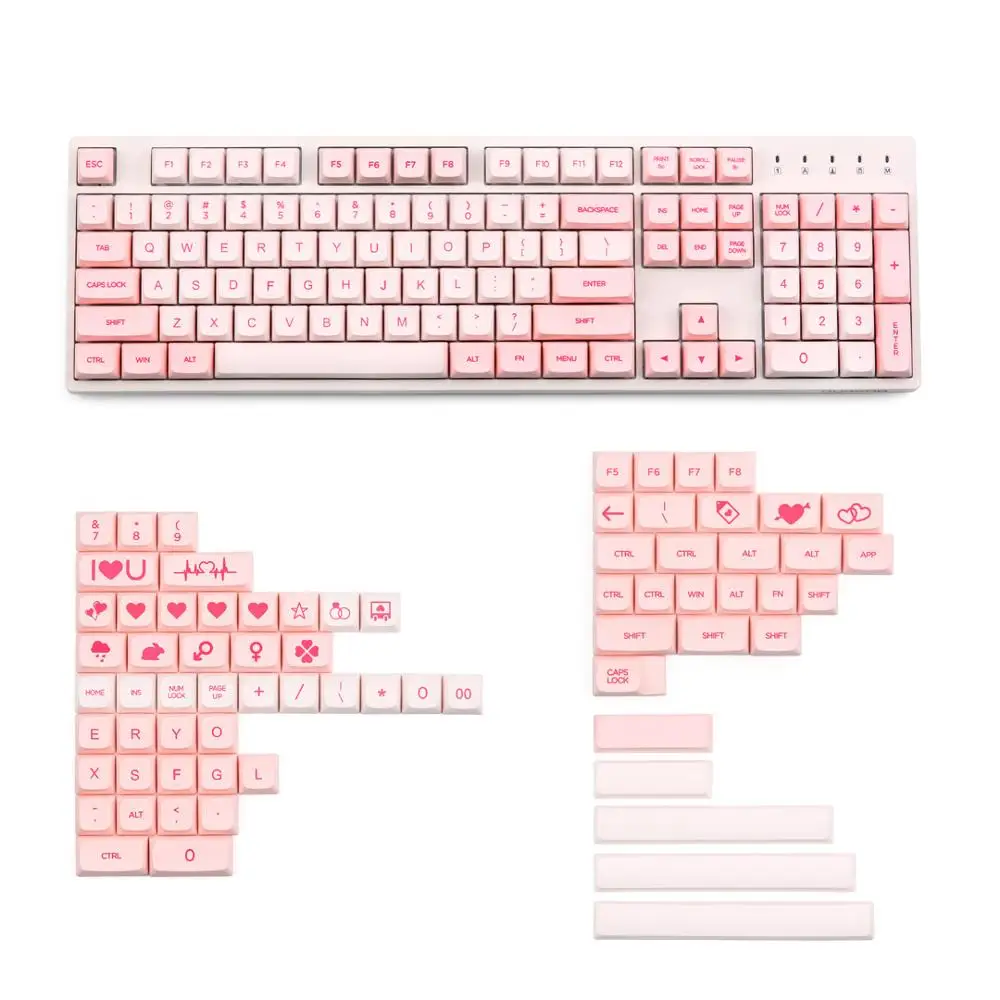 XDA Valentine Dye-sub keycap PBT Материал для пользовательской механической клавиатуры подходит 96/104/108/Minila Раскладка