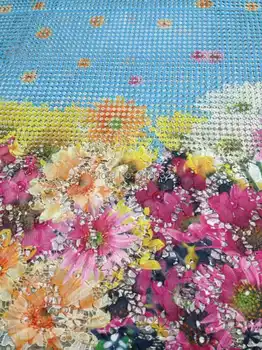 

Free Shipping 5 yards for each !! Hjgh quality printing embroidery water soluble lace fabric rose yellow sun for beauty lady