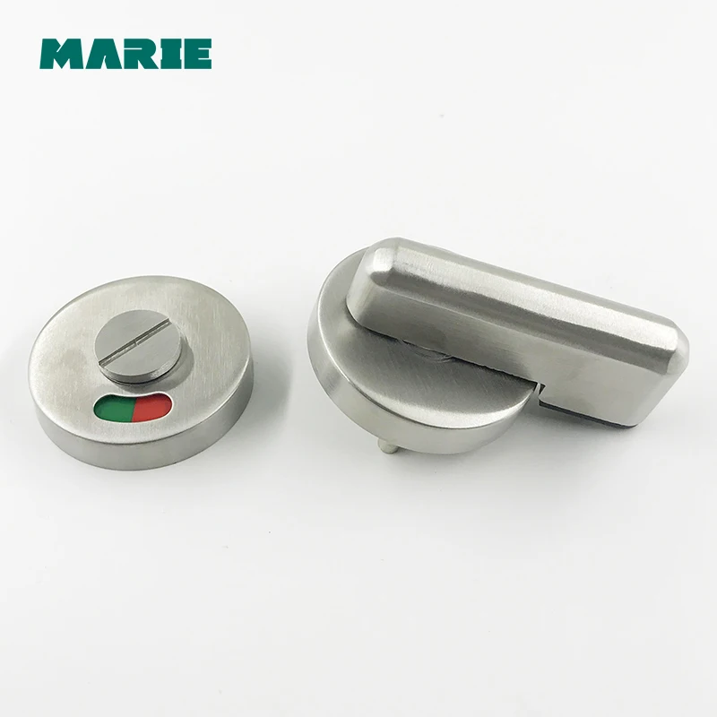 Stainless WC Toilet Handle Door Lock with Red or Green Tips for Bathroom Accessory Public Place DIY