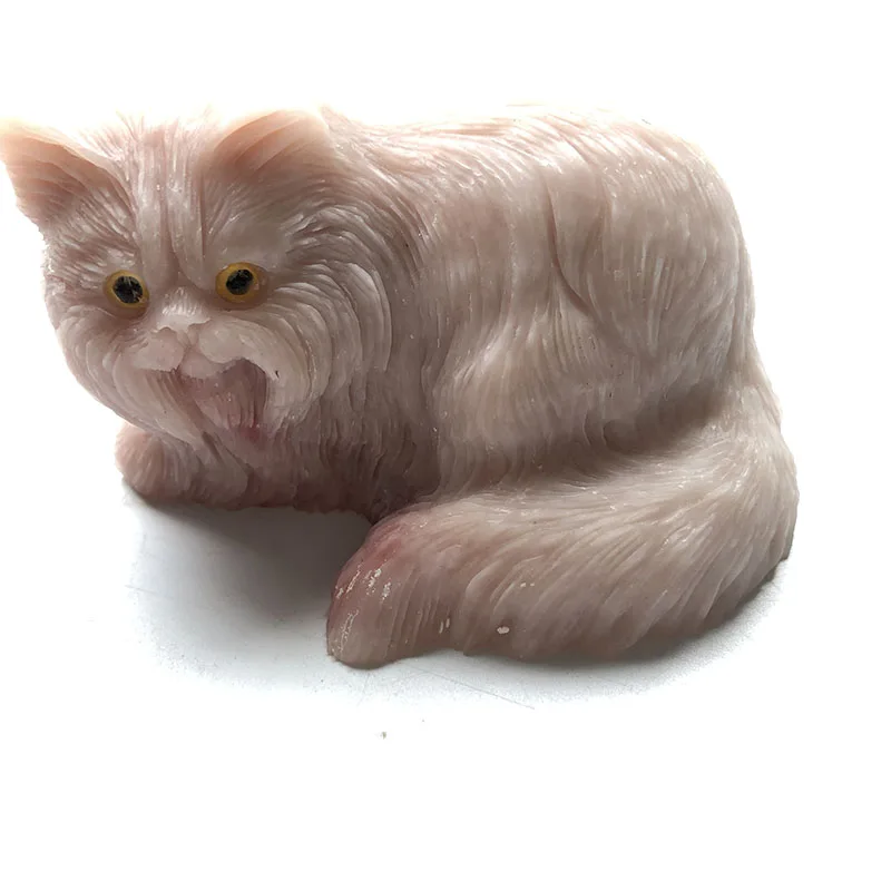 

Free Shiping Natural Crystal Powder Opal Cat Stone Healing carving Gemstone Cute Animals For Gift Or Deco FYY