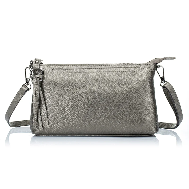 Модная сумка из натуральной кожи с натуральным лицевым покрытием, женская сумка-мессенджер, высокое качество, женские сумки через плечо, дневной клатч - Цвет: Grey