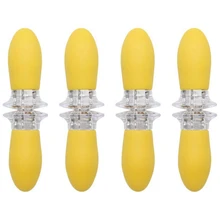 WOFO Stainless Steel Corn Barbecue Accessories Grill Tools BBQ Food Skewers Yellow Hot Dog Meat Forks (Pack of 8)