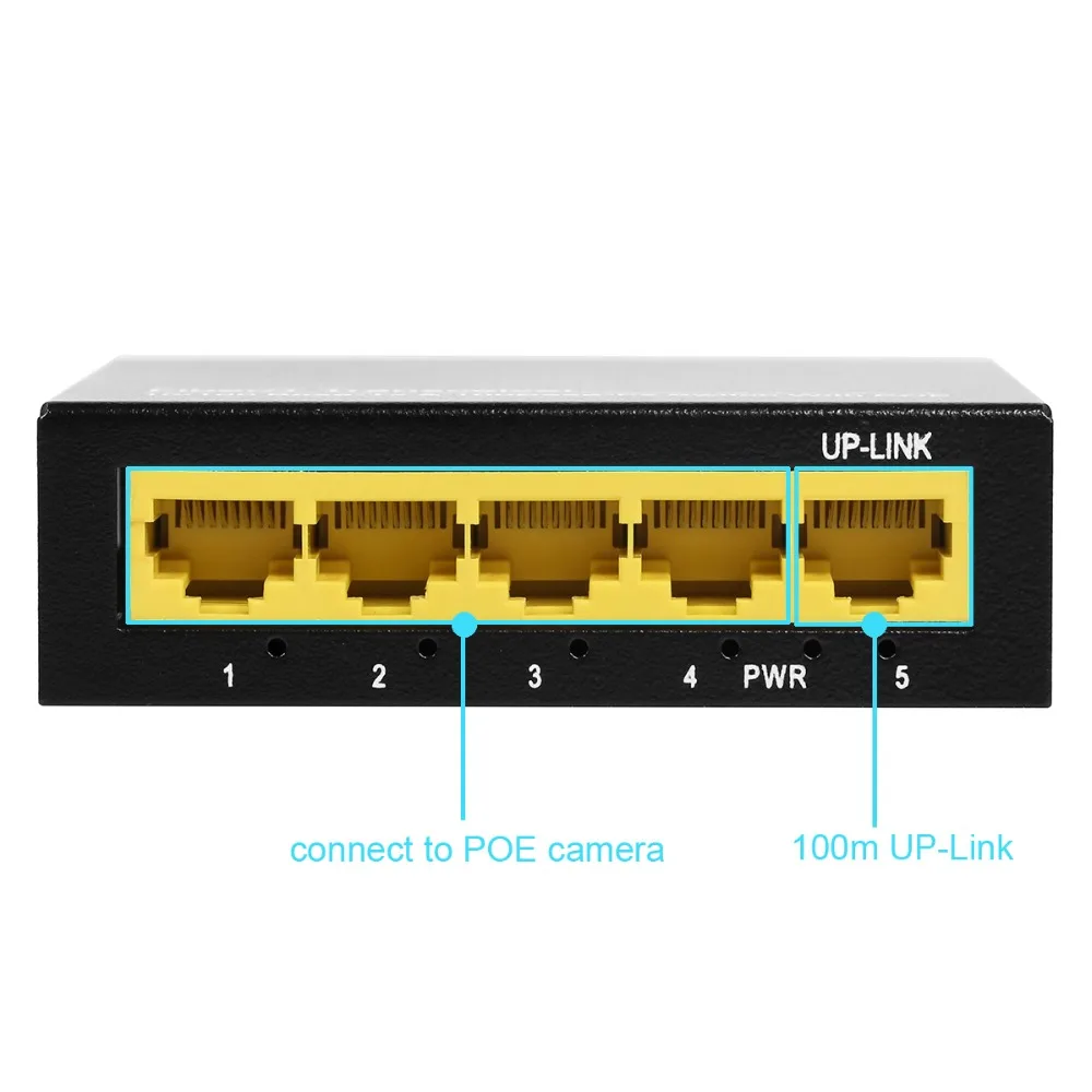 Premium 5 Port Network 1 Port Uplink 10/100Mbps 48V 4CH POE Switch 4
