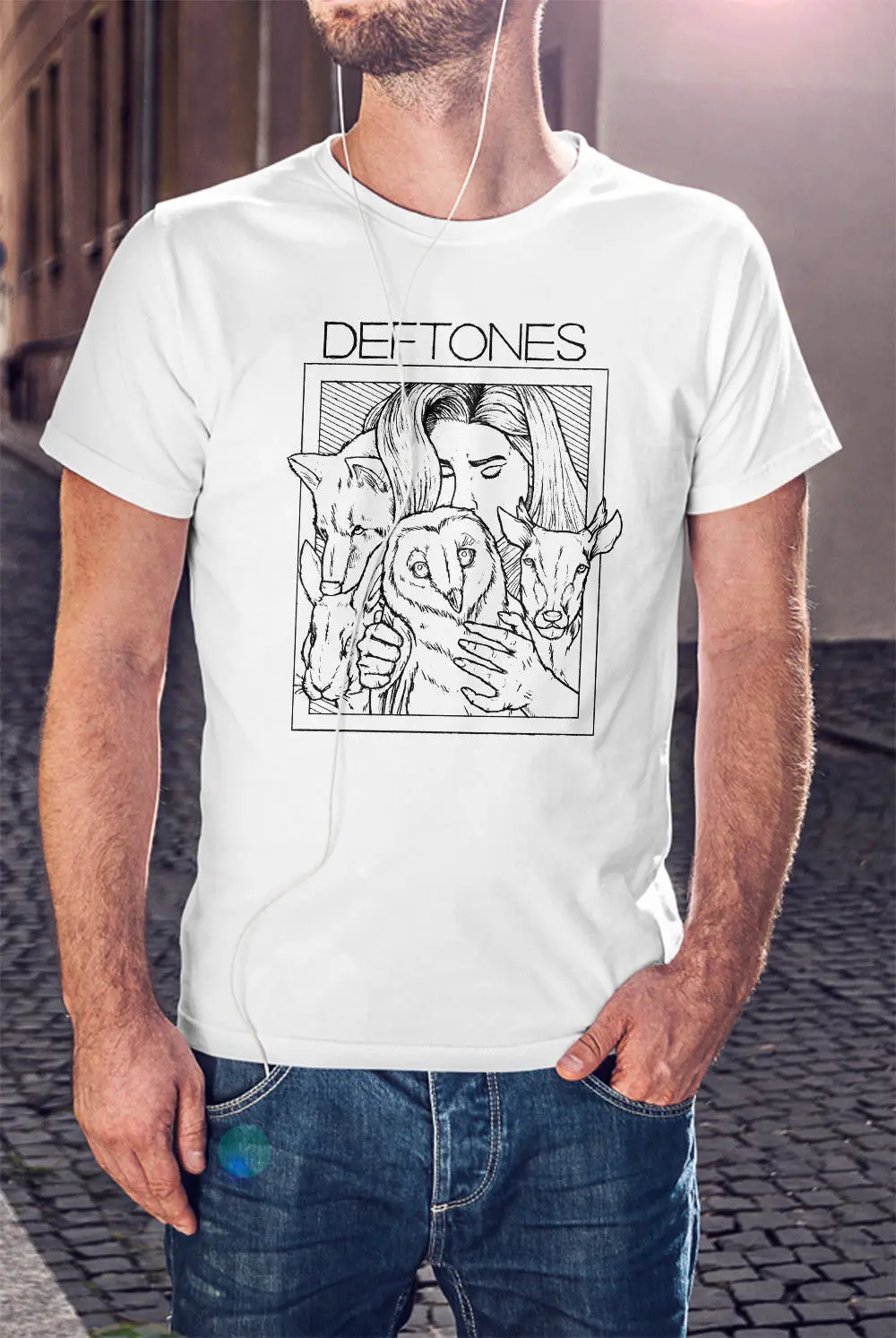 

DEFTONES Men White T-shirt Rock Band Tee Alternative Metal Shirt Mans Unique Cotton Short Sleeves O-Neck T Shirt