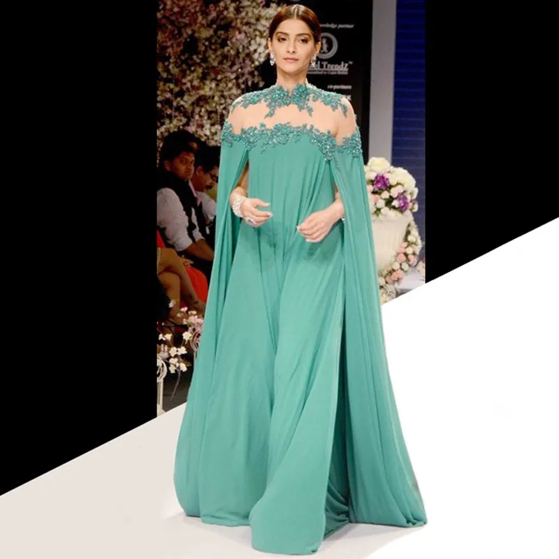 Caftan Marocaine элегантное зеленое Дубай Кафтан Вечернее платье с накидкой без спинки шифоновое платье для выпускного вечера в Саудовской Аравии торжественное платье