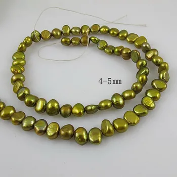 

Unique Pearls jewellery Store,Dark Green Color AA 4-5MM Baroque Shaper Genuine Freshwater Pearl Loose Beads,14inches